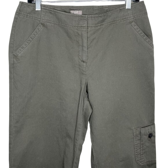 J Jill Petite 10P Olive Green Cropped Wide Leg Cotton Chino Pants - Picture 2 of 12